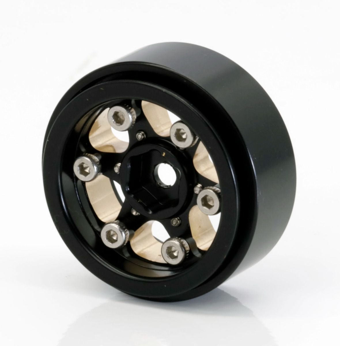 Power Hobby PHSCX24110 1:24 Axial SCX24 1.0" Black Brass Beadlock Crawler Wheels