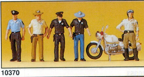 Preiser 10370 HO USA Policemen Figures with Motorcycle (Set of 5)