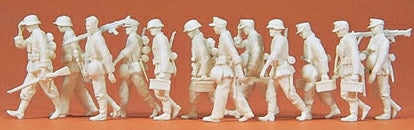 Preiser 72527 1:72 Unpainted Advancing Panzergrenadiers w/MG Figures Figure Kit