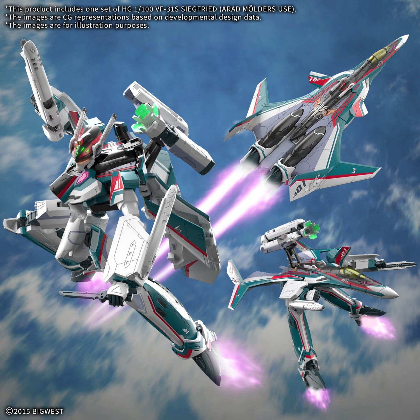 Bandai 2844650 1:100 HG VF-31S Siegfried (Arad Molders) Plastic Model Kit