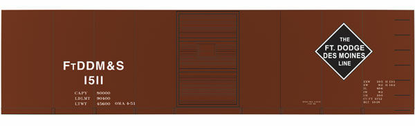 Tichy 10118 HO FtDDM&S 40' Steel Boxcar Decal Sheet Set