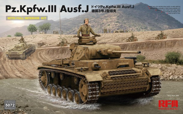 Rye Field Models 5072 1:35 Scale Pz.Kpfw.III Ausf.Jwith Full Interior Tank Kit