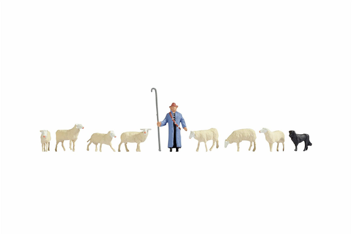 Noch 36748 N Sheep and Shepherd Figures (Set of 9)