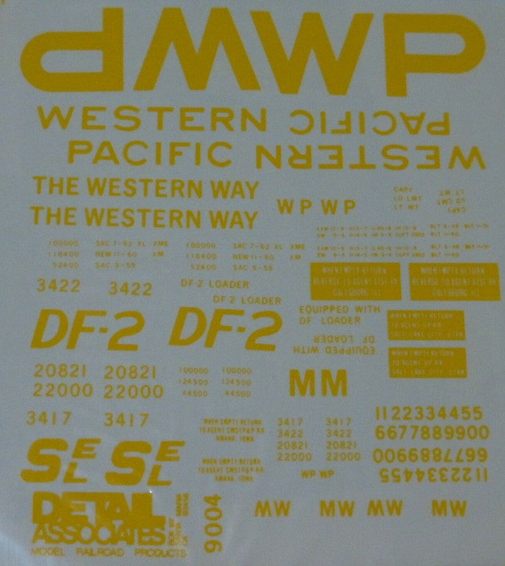 Detail Associates 9004 HO Western Pacific Box Car 40' "Western Way" Decal Set