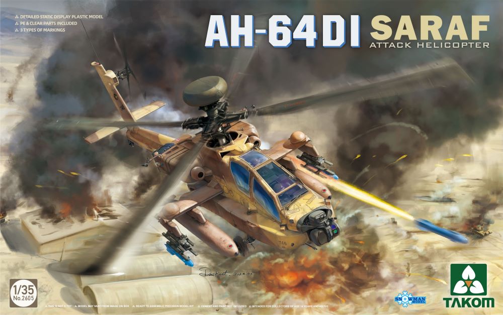 Takom 2605 1:35 AH-64DI Saraf Attack Military Aircraft Helicopter Model Kit