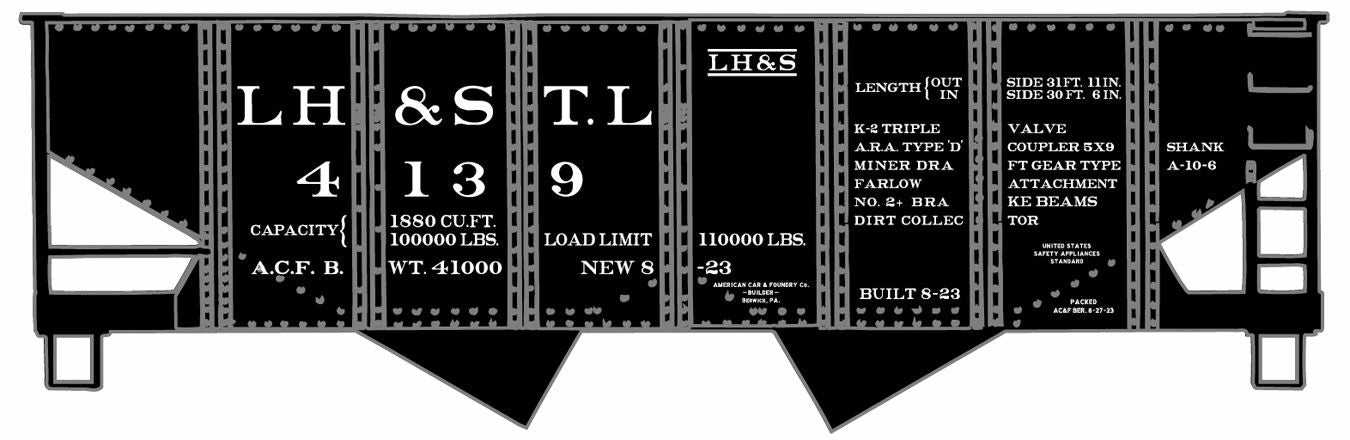 Accurail 2437 HO LH&STL Black USRA 55-Ton 2-Bay Hopper Kit #4139