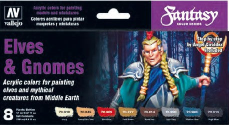 Vallejo Paint 70242 Elves & Gnomes Fantasy Acrylic Paints (Set of 8)