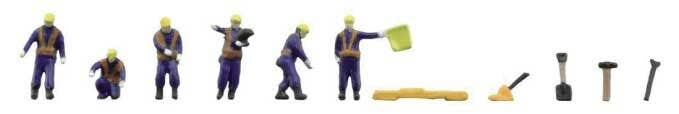 TomyTec 331179 HO Working People in Blue Uniforms Figure (Set of 6)