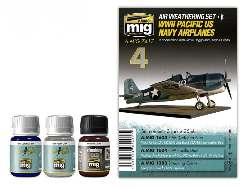 Mig Jimenez AMIG7417 WWII Pacific US Navy Airplanes Air Weathering (Set of 3)