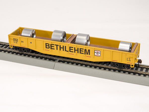 Con-Cor 92107 HO Bethlehem 54ft Gondola with Stainless Steel Coils Loads #1
