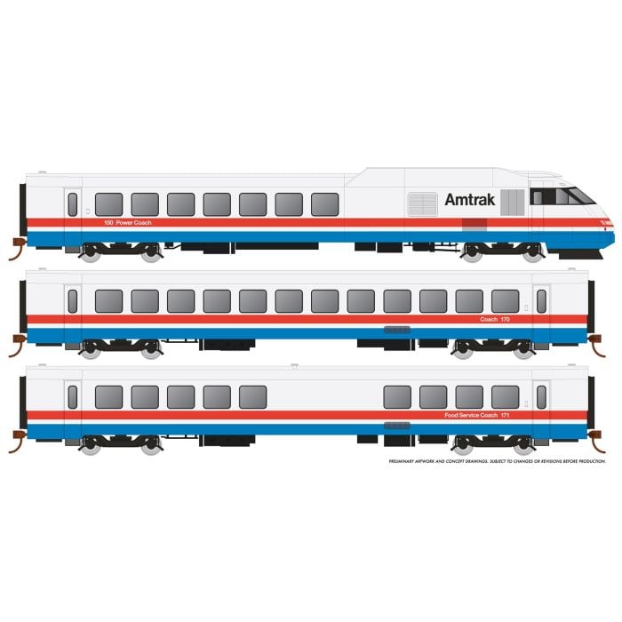 Rapido Trains 025501 HO AMT RTL Turboliner Passenger Car DCC/Sound #1 (Set of 5)
