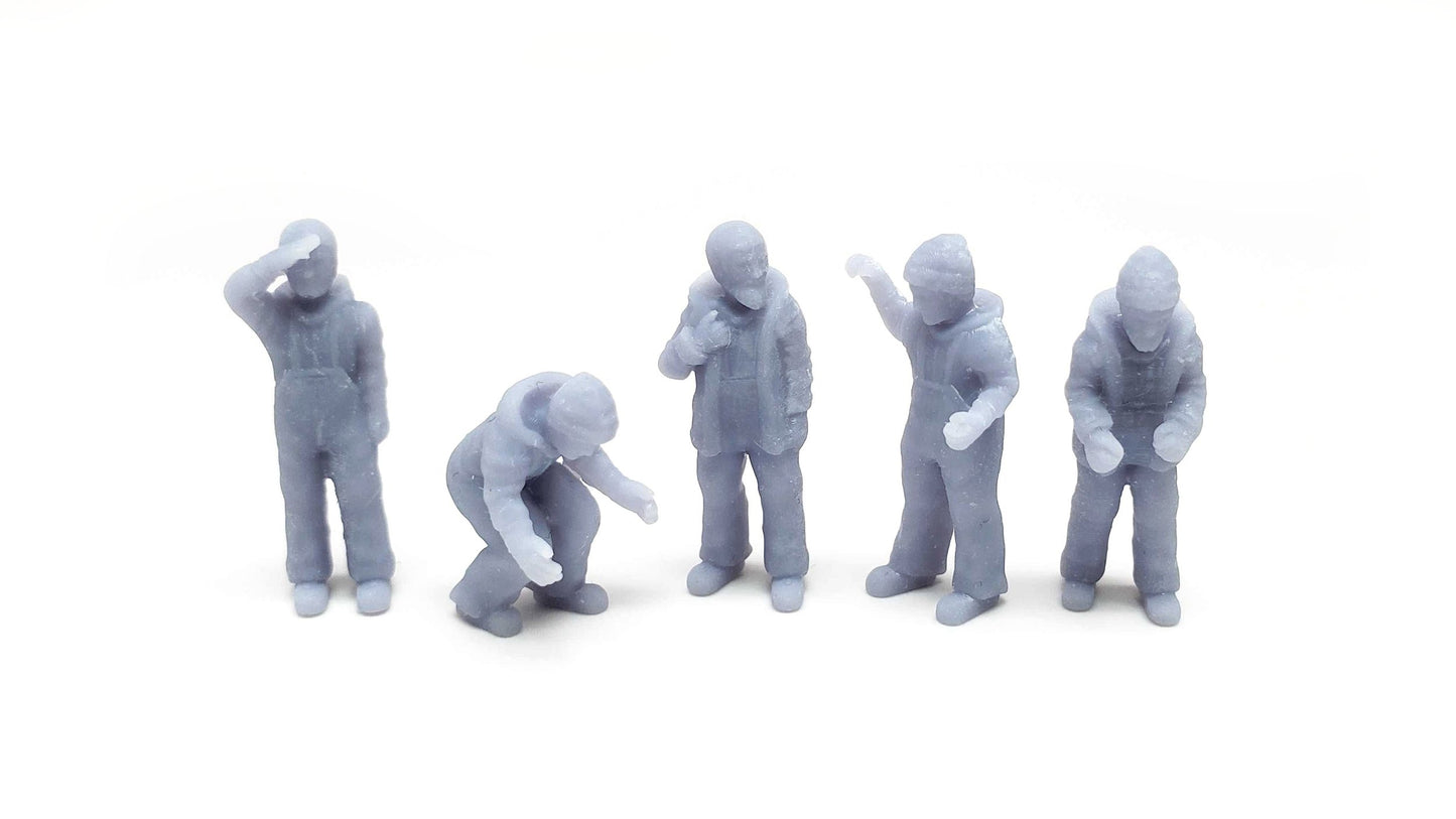 All Scale Miniatures 1600994 N Assorted Poses Fishermen (Set of 5)