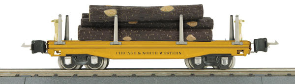 MTH 10-8057 O Gauge Chicago & North Western 2811 Flat w/ Log Load