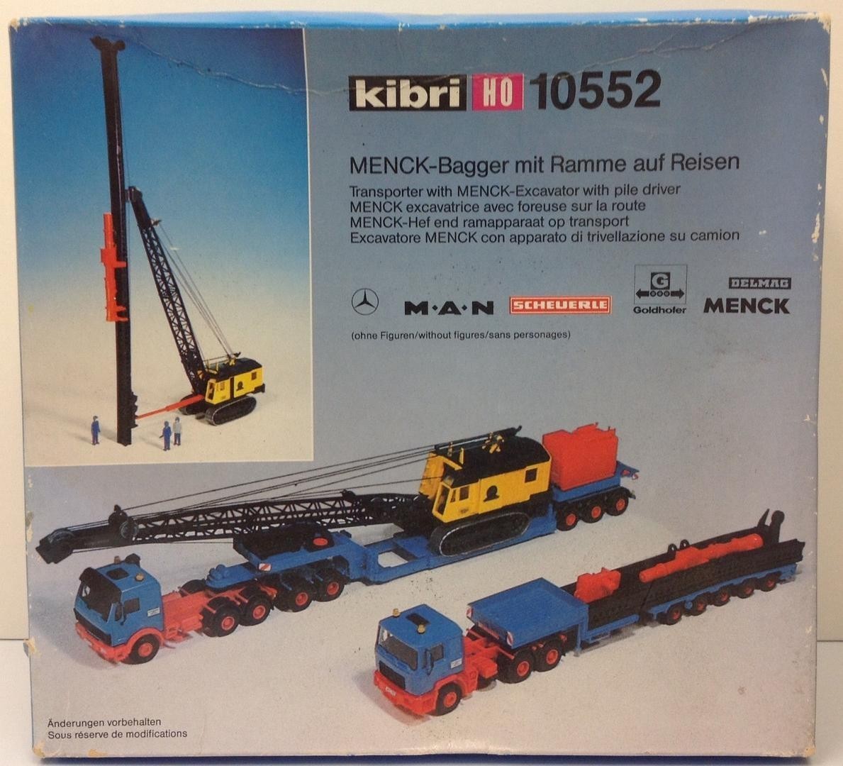 Kibri 10552 HO Transport With Menck Excavator W/Pile Driver Plastic Kit