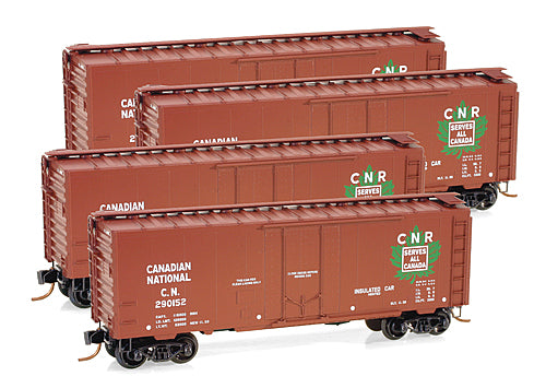 Micro-Trains 99300011 N Canadian National 40' Plug Door Boxcar Pack (Set of 4)
