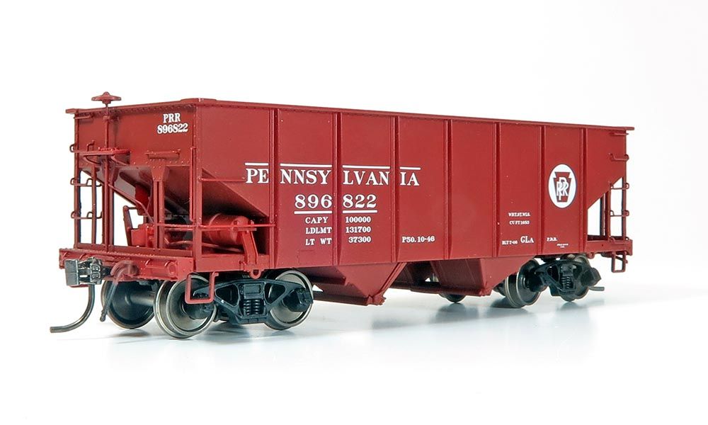 Rapido Trains 148011 HO PRR Circle Keystone GLa 2-Bay Hopper #4 (Pack of 6)