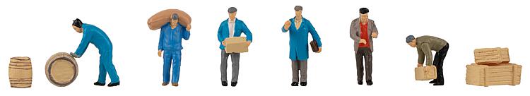 Faller 151609 HO Freight Workers with Parcels and Barrels Figures (Set of 6)