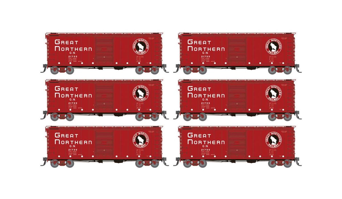 Rapido Trains 155002 HO GN - Vermilion 40' Boxcar w/ Early IDNE (Set of 6)