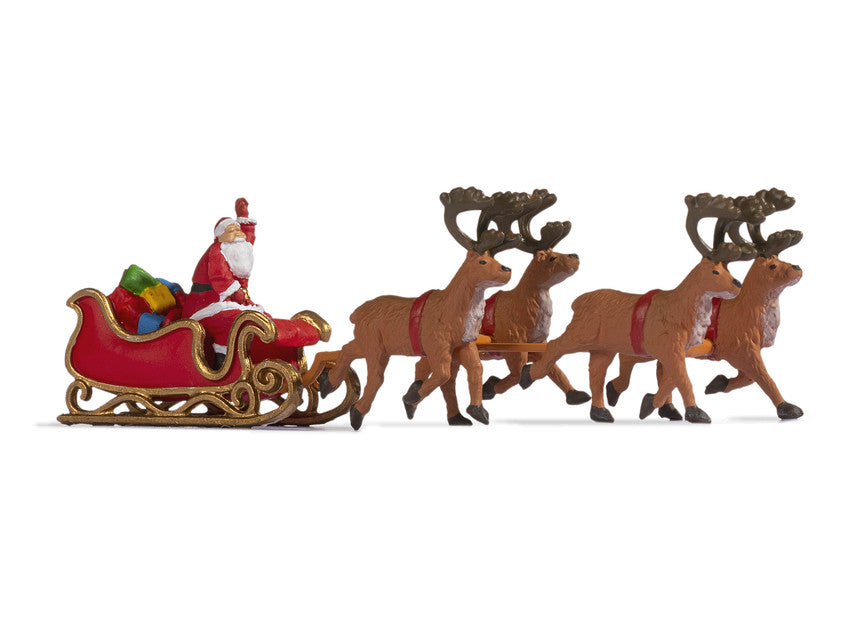 Noch 15924 HO Santa Claus w/Sleigh & 4 Reindeer Figures