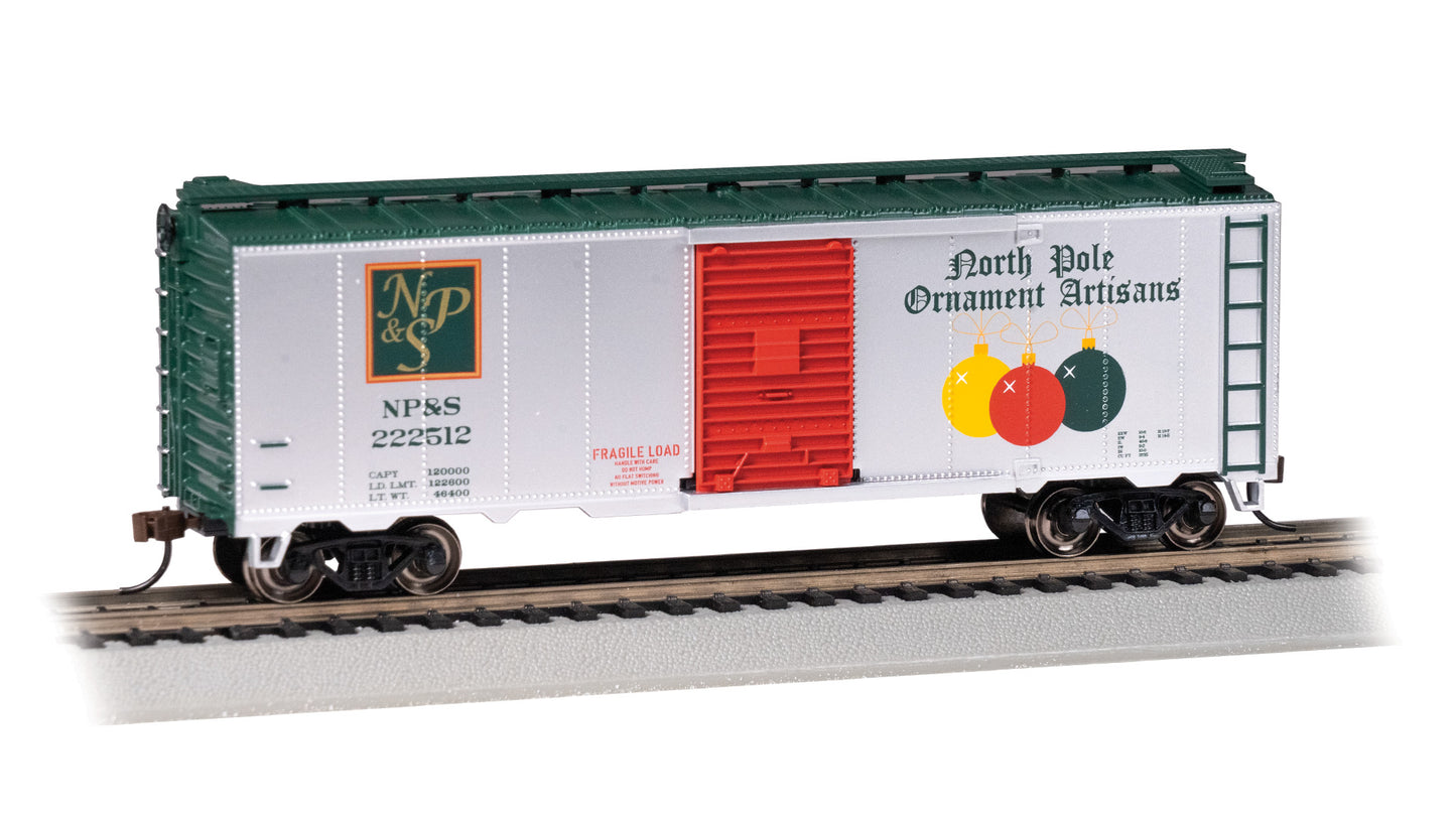Bachmann 16024 HO Christmas NP&S North Pole Ornament Artisans 40' Boxcar
