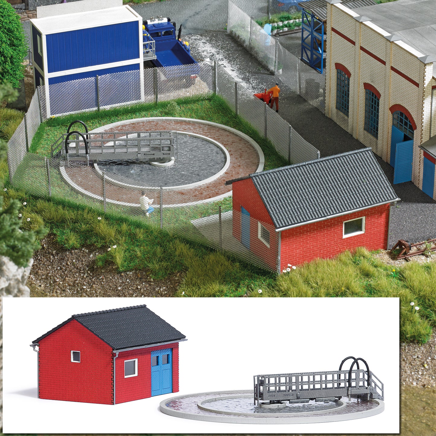 Busch 1638 HO Sewage Treatment Plant Building Kit
