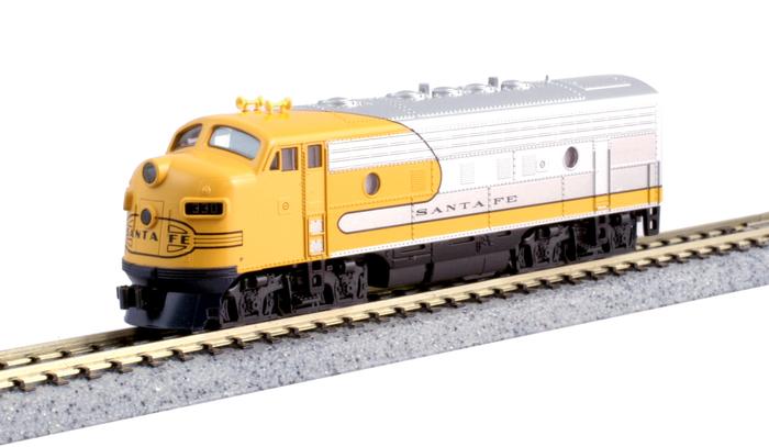 Kato 176-2140-AB N Santa Fe F7 A/B Yellowbonnet Diesel Locomotive with DCC