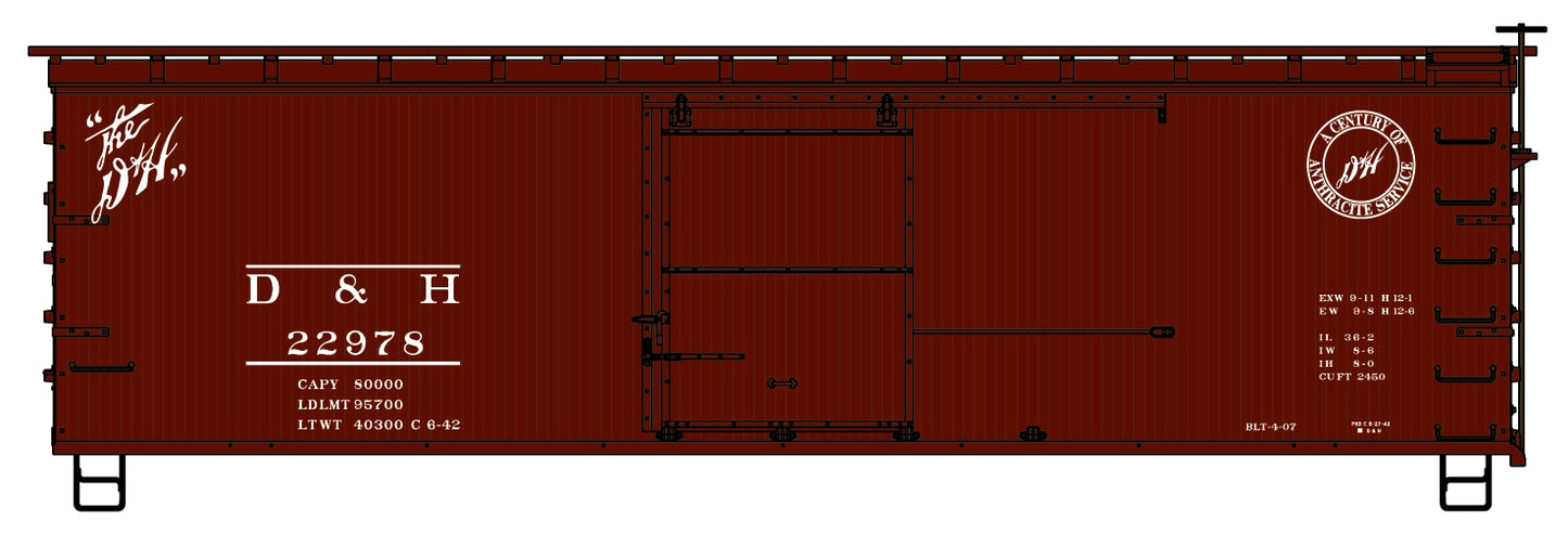 Accurail 1808 HO Delaware & Hudson 36' Double-Sheathed Wood Boxcar #22978