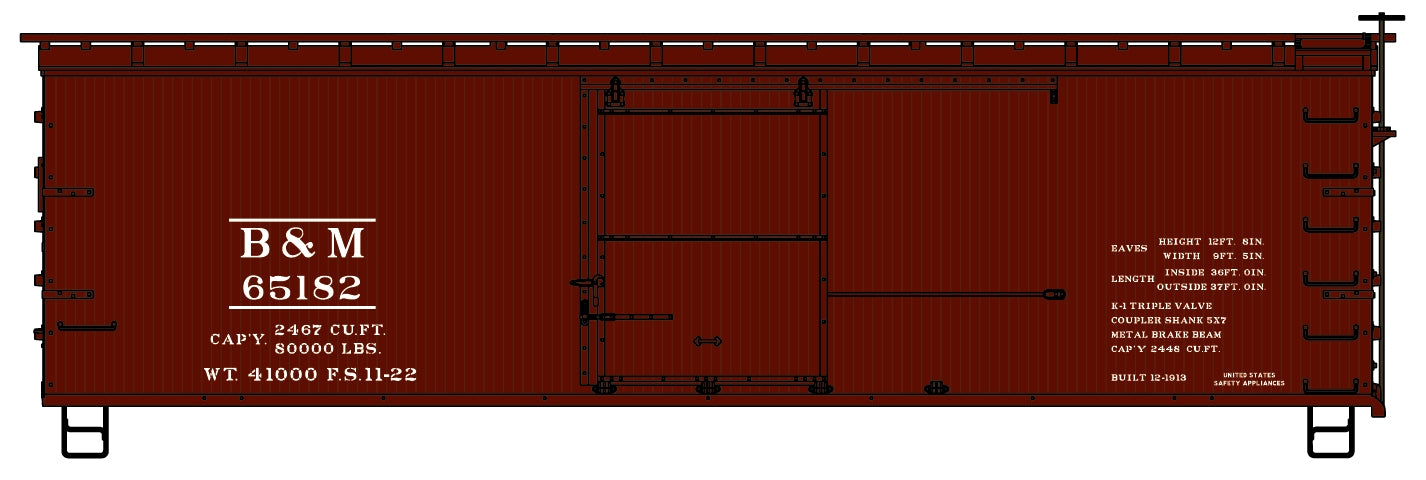Accurail 1809 HO Boston & Maine 36' Double Sheath Wood Boxcar Kit