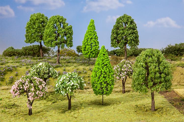Faller 181526 HO/TT/N Assorted Deciduous Trees 2.4"-4.5" (Set of 10)