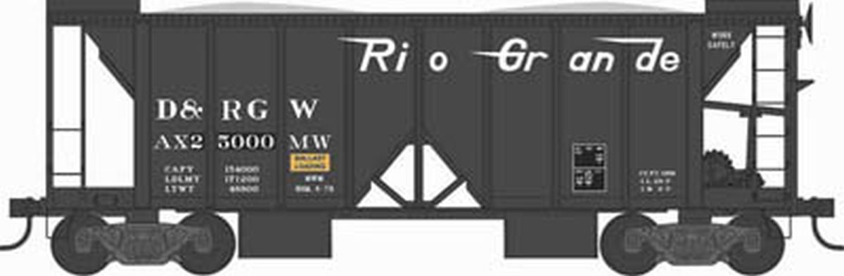 Bowser 43104 HO D&RGW RTR 70-Ton 2-Bay Ballast Hopper #25000