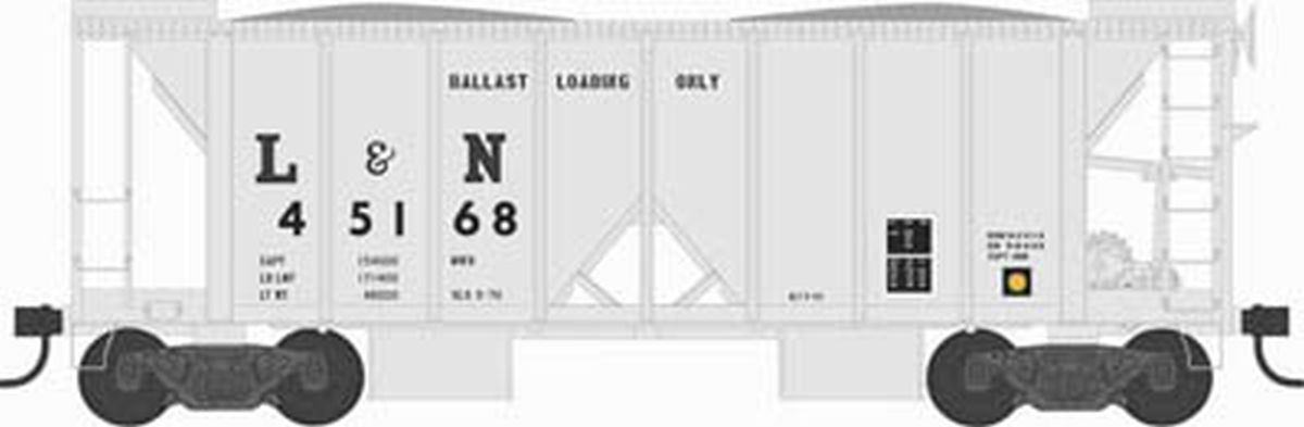 Bowser 43110 HO Louisville & Nashville RTR 70-Ton 2-Bay Ballast Hopper #45168