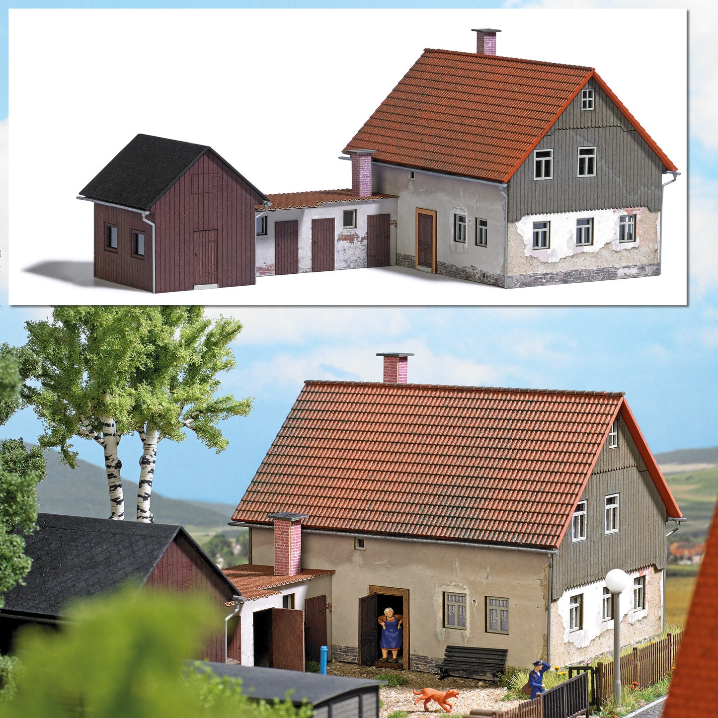 Busch 1909 HO Residential House with Extension Building Kit