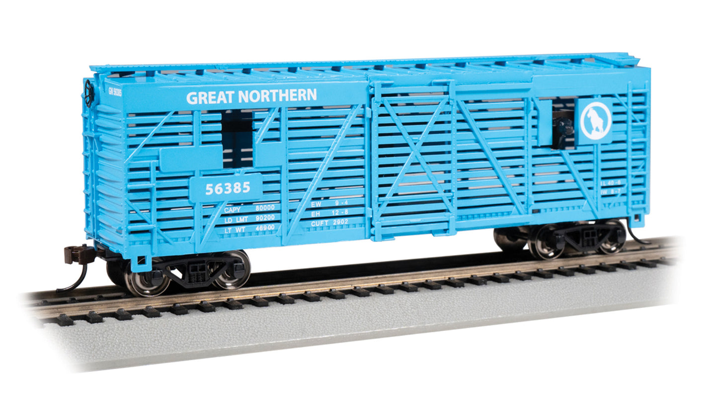 Bachmann 19714 HO Great Northern 40' Animated Stock Car with Cattle #56385