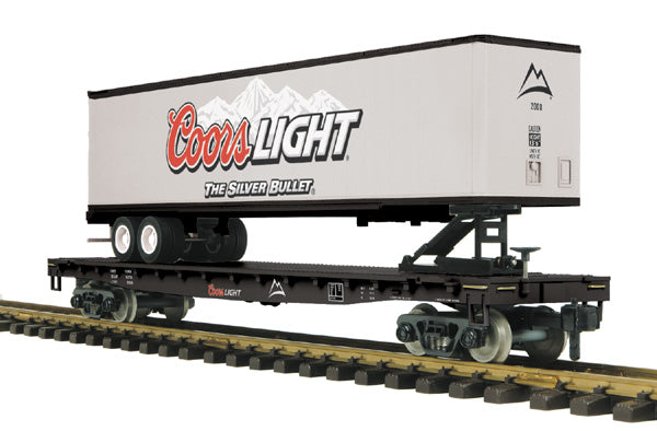 MTH 20-80008J G Scale MCG - Coors Light Flatcar with Trailer