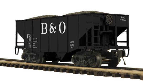 MTH 20-97269 O B&O 2-Bay Fish Belly Hopper Car w/Coal Load #321610