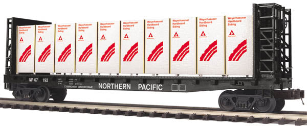 MTH 20-98780 NP Flatcar w/Bulkheads& Covered Wood Load