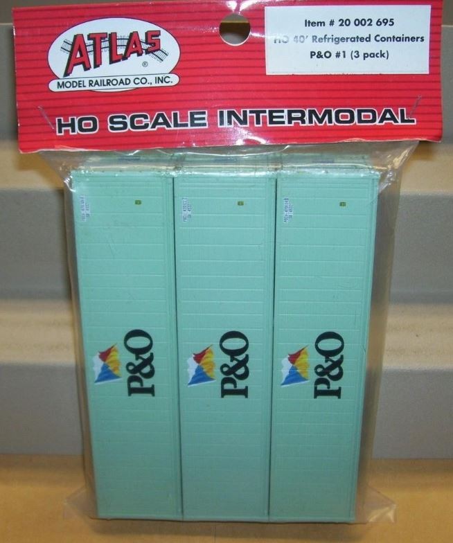 Atlas 20002695 HO P&O 40' Reefer Container 3-Pack Set #1