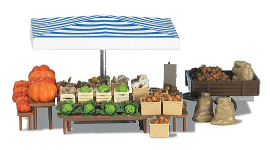 Busch 1070 HO Scale Market Stall - Vegetables Model Building Kit