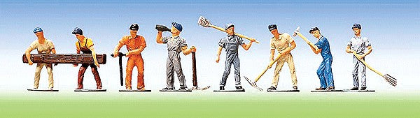 Faller 151017 HO Scale Track Layer Painted Plastic Figures (Set of 8)