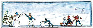 Merten 2230 Children With Snowman and Sled (Pack of 7)