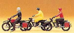 Preiser 10081 HO Motorcyclists on Hercules Motorcycle Figures (Set of 3)