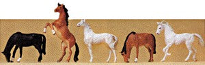Preiser 10156 HO Animals Assorted Horses Figures (Set of 5)