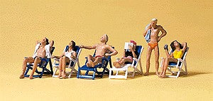 Preiser 10431 HO Sunbathers Figures With Folding Chairs (Set of 6)