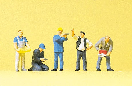 Preiser 10498 HO Scale Craftsmen Figures with Tools (Set of 5)