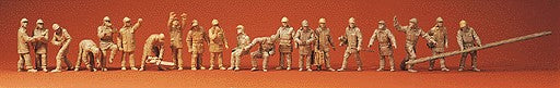 Preiser 16351 HO Unpainted Firemen w/Accessories Plastic Figure Kit (Set of 20)