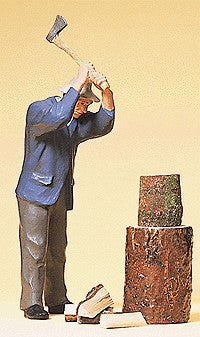 Preiser 45090 G Farmer Cutting Wood Figure