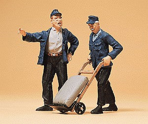 Preiser 45098 G Delivery Men Figures w/Hand Cart (Set of 2)