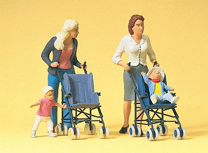 Preiser 45114 G Women & Children with Strollers Figures (Set of 4)