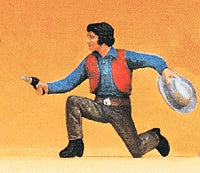 Preiser 54803 G Cowboy Kneeling with Revolver Figure