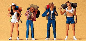 Preiser 65315 O Travelers with Backpacks Figures (Set of 4)